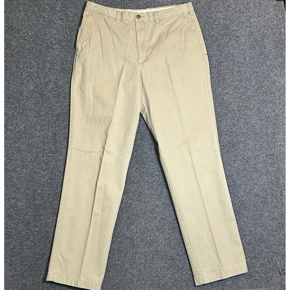Lands' End Traditional Fit Men's Pants Size‎ 36x33 - Khaki Beige Plain Front